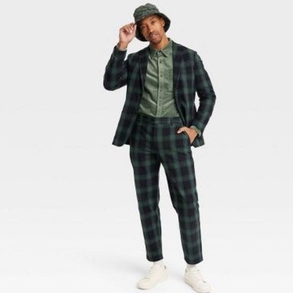 Houston White Mens Fun Green and Black Ombre Plaid Casual Dressy Blazer Size XXL - Picture 3 of 11